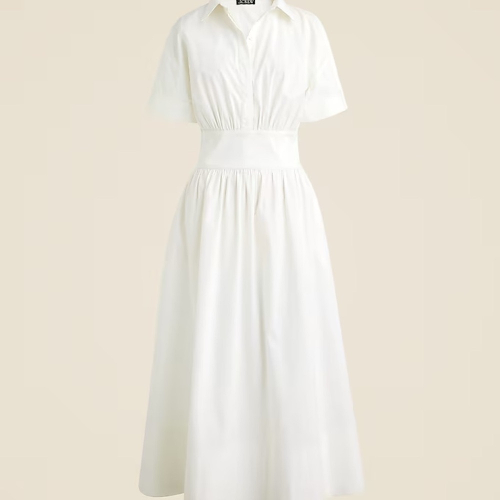 J. Crew Women’s Sz 10 Fitted Waist Crisp shirtdress Stretch Cotton Poplin